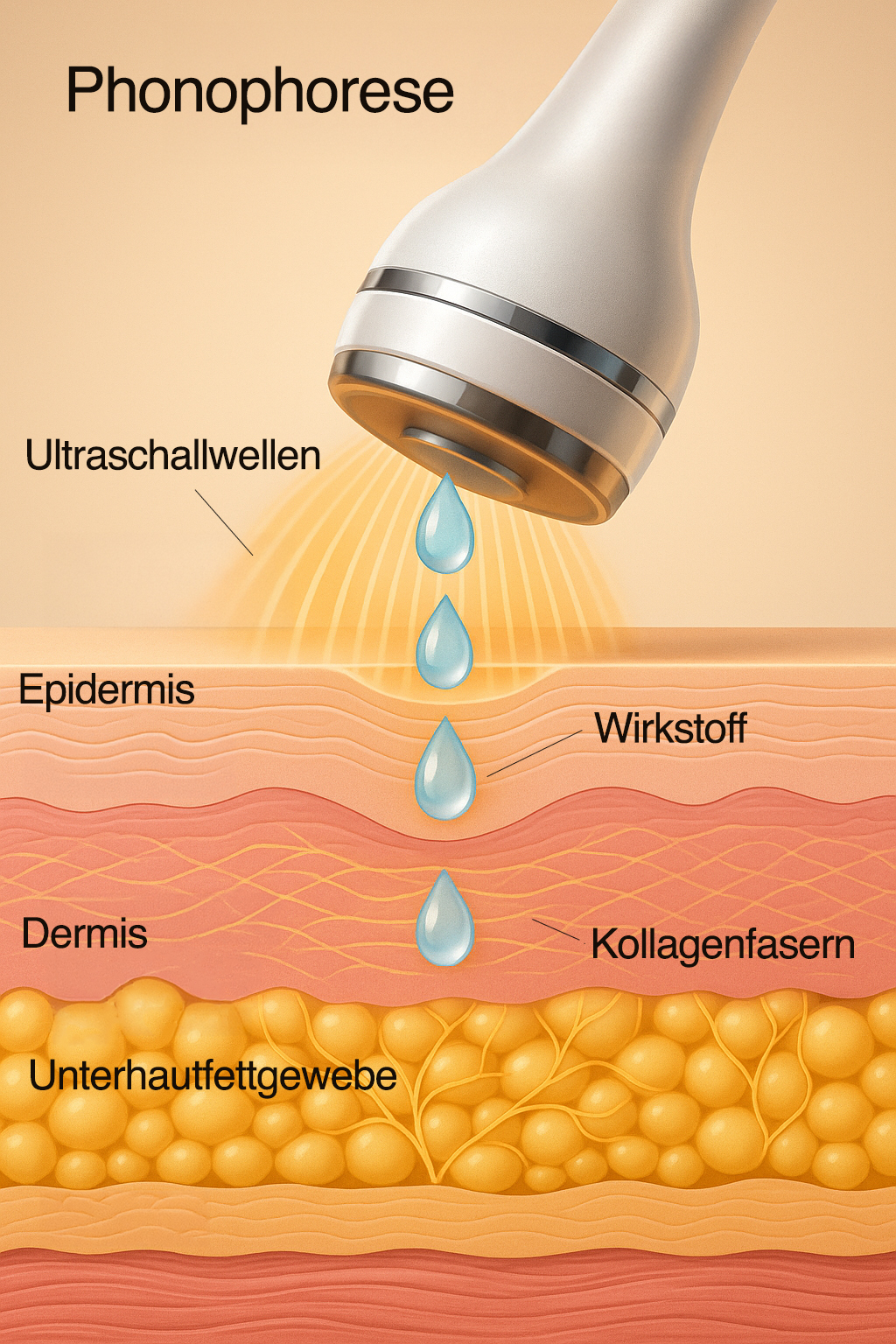 Ultraschall-Phonophorese Schema